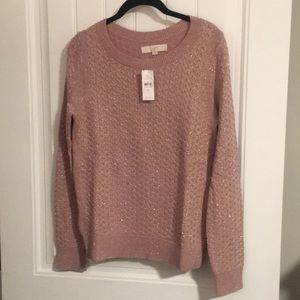 Pink sparkly cable knit sweater